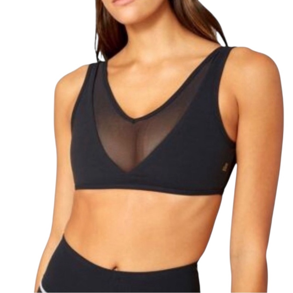 WeWoreWhat Black Mesh V-Neck Sports Bra / Bralette - S